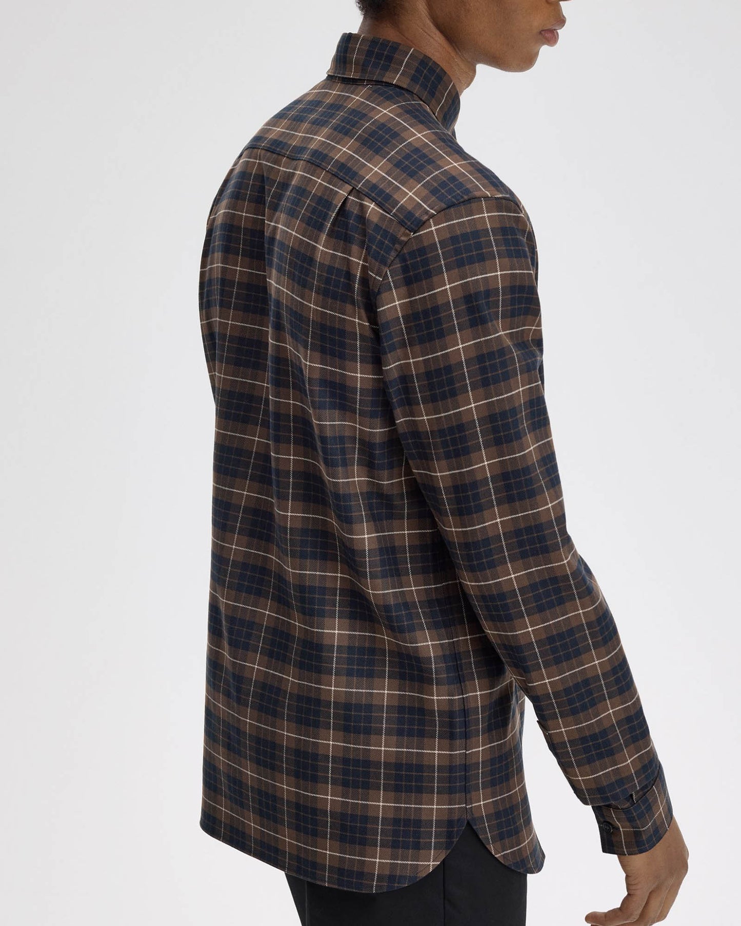 Fred Perry Brushed Twill Tartan Shirt - Burnt Tobacco Q21