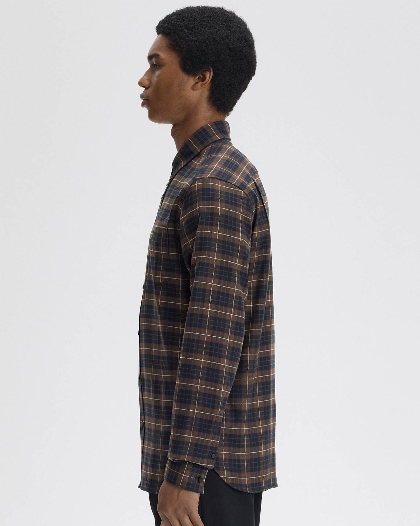 Fred Perry Brushed Twill Tartan Shirt - Burnt Tobacco Q21