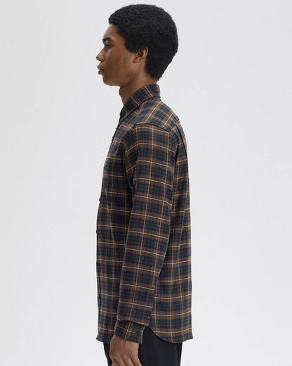 Fred Perry Brushed Twill Tartan Shirt - Burnt Tobacco Q21