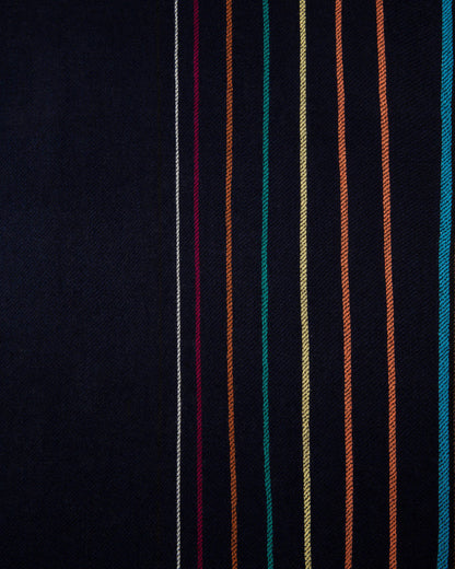 Paul Smith Wool-Silk Signature Stripe Scarf - 47 Navy - CHO - Designer Mens Scarves