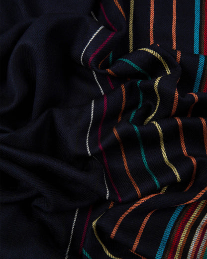 Paul Smith Wool-Silk Signature Stripe Scarf - 47 Navy - CHO - Designer Mens Scarves