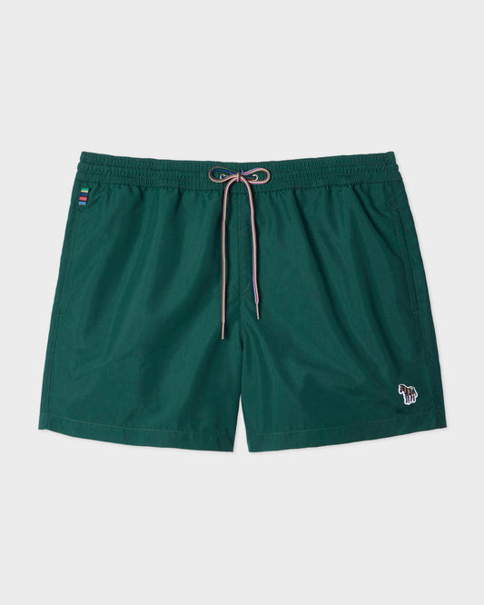 Paul Smith Mens Zebra Logo Swim Shorts - 37B Green | CHO | Designer Mens Swimming Shorts