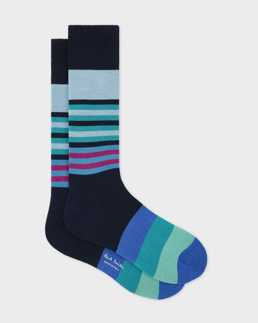 Paul Smith Nathaniel Stripe Mens Socks - 47 Blue | CHO | Designer Mens Socks