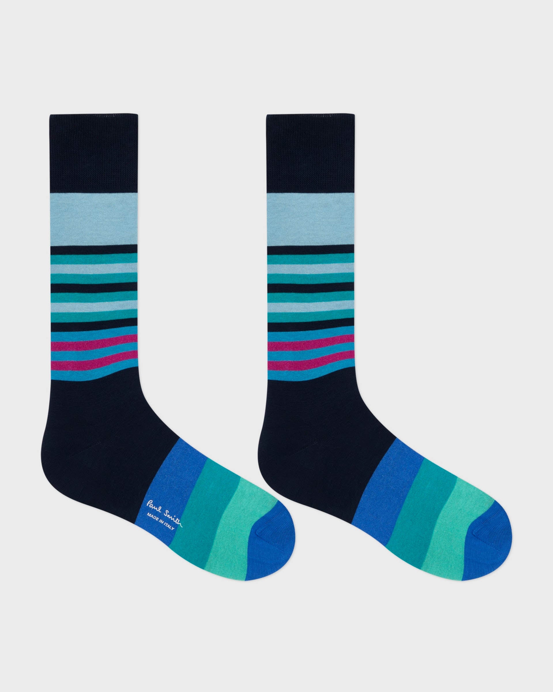 Paul Smith Nathaniel Stripe Mens Socks - 47 Blue | CHO | Designer Mens Socks