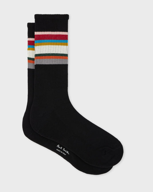 Paul Smith Mens Signature Stripe Sport Socks - Black 79 | CHO | Designer Mens Socks