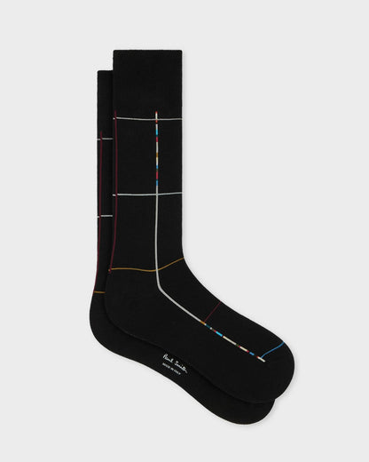 Paul Smith Mens Signature Check Socks - 79 Black