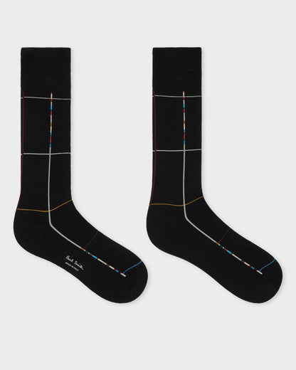 Paul Smith Mens Signature Check Socks - 79 Black