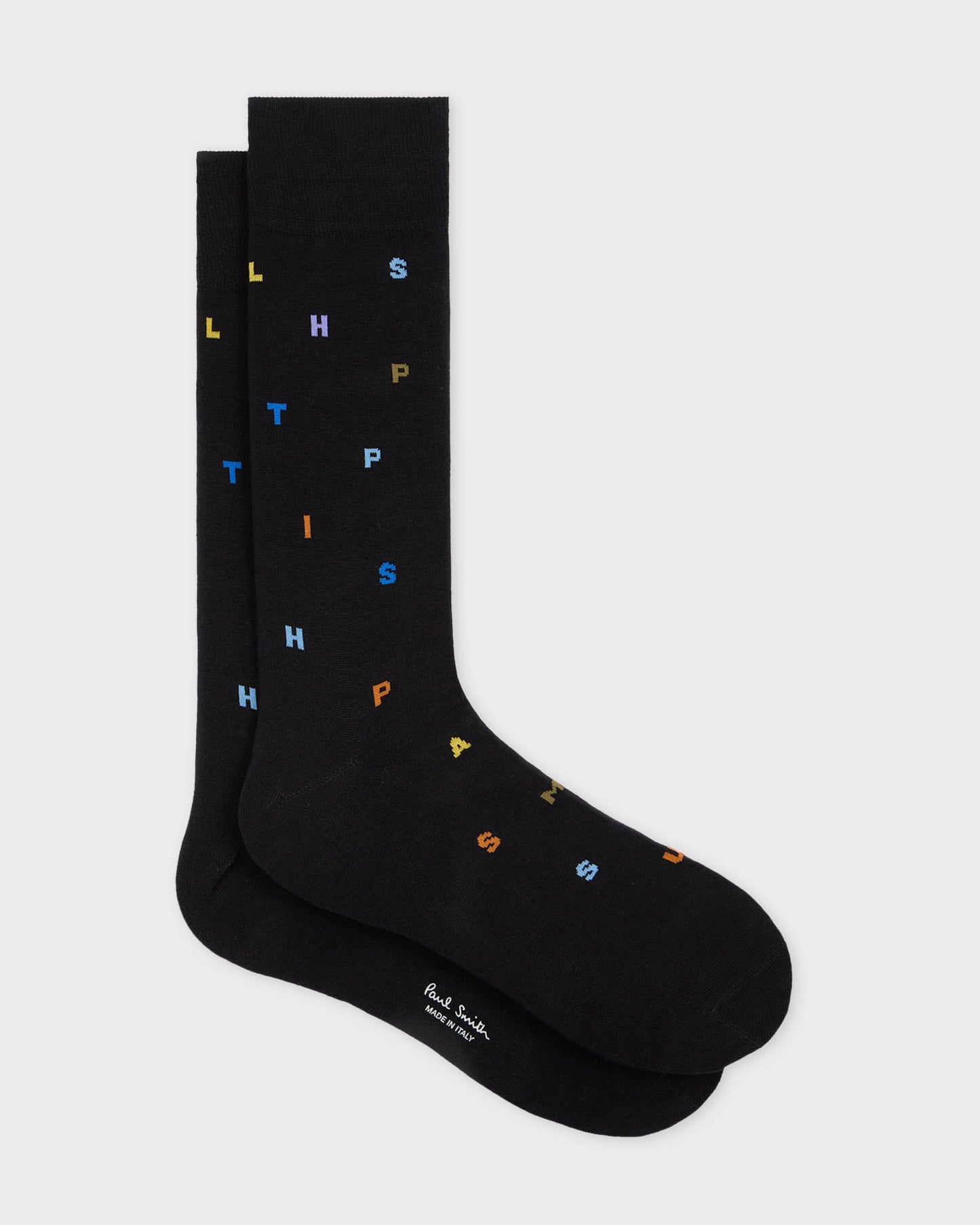 Paul Smith Keanu Mens Stamp Pattern Socks - 79 Black | CHO | Designer Mens Socks