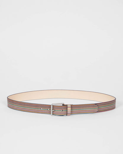 Paul Smith Mens Signature Stripe Embossed Belt - 92A Multi Coloured | CHO | Designer Mens Belts