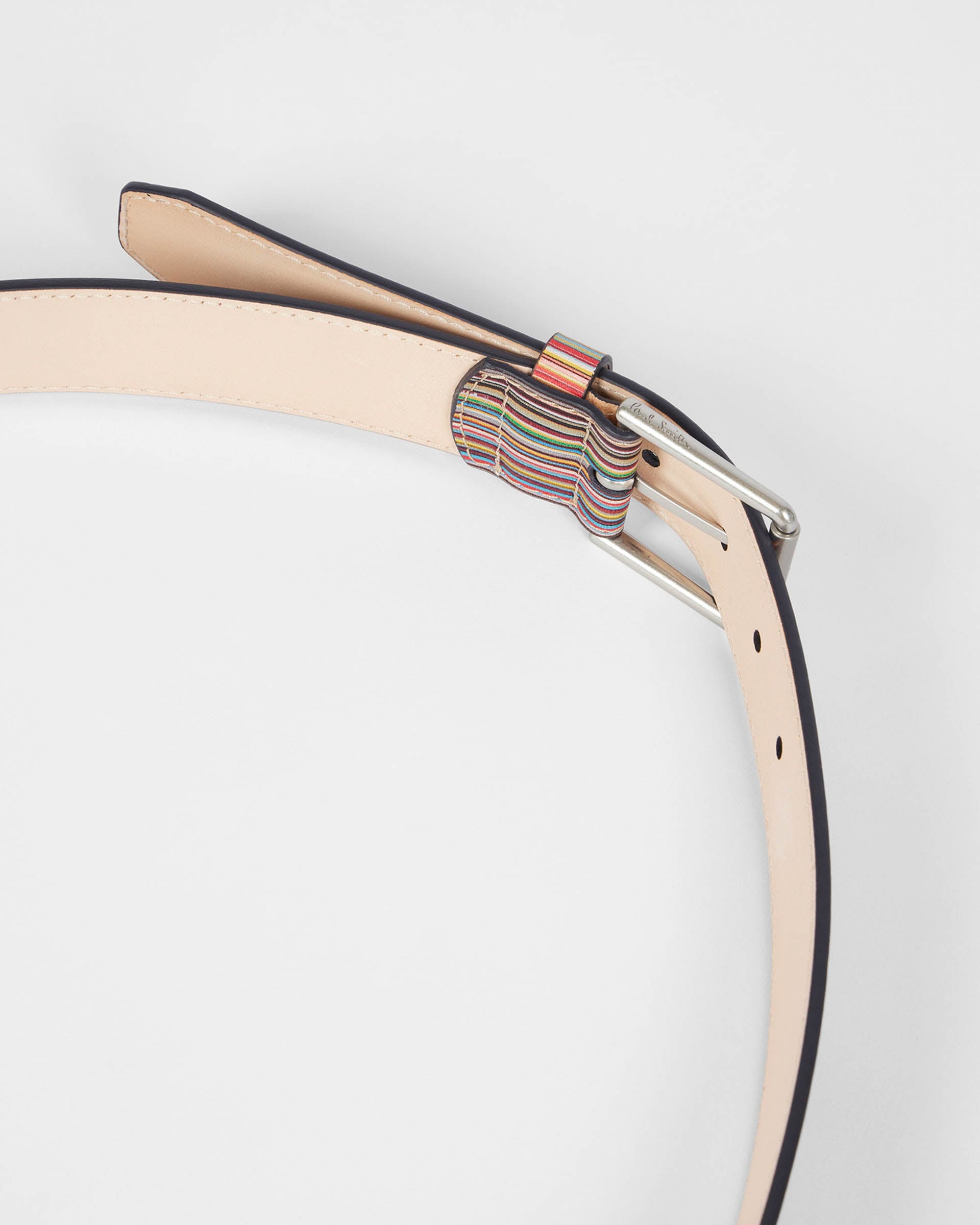 Paul Smith Mens Signature Stripe Embossed Belt - 92A Multi Coloured | CHO | Designer Mens Belts