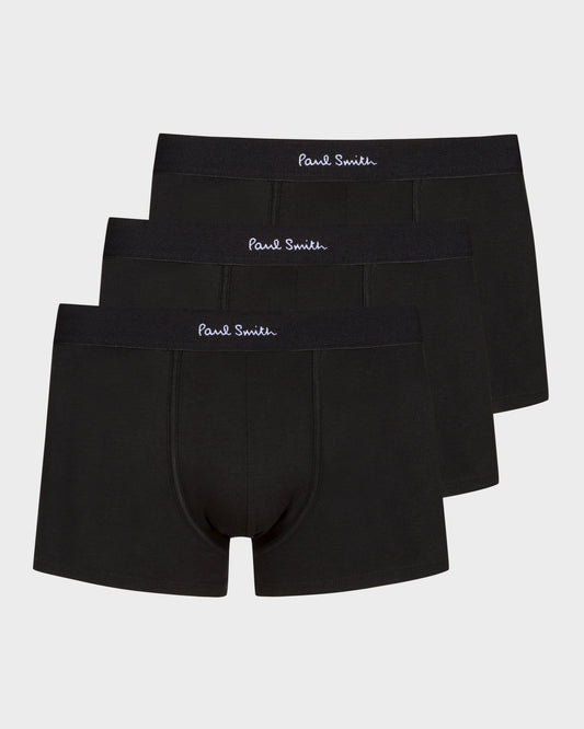 Paul Smith 3 Pack Mens Plain Boxer Briefs with Script Logo Waistband - 79 Black 
