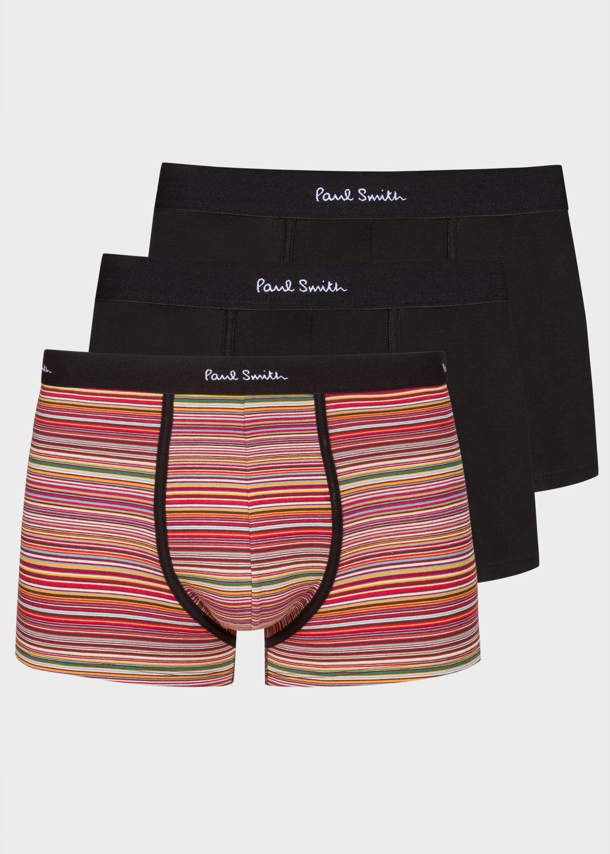 Paul Smith Mens Organic-Cotton Black/Mixed Stripe Boxer Briefs Three Pack - 79 Black 