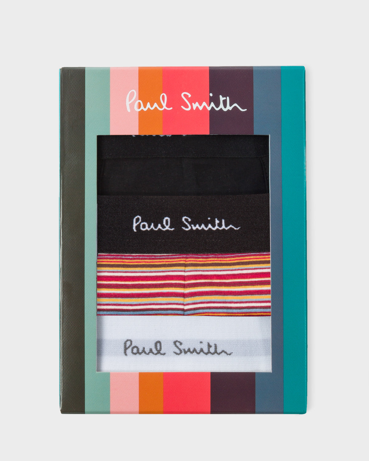 Paul Smith Organic Cotton 'Signature Stripe' and Plain Boxer Briefs Three Pack - 1A Black/White/Signature Stripe box