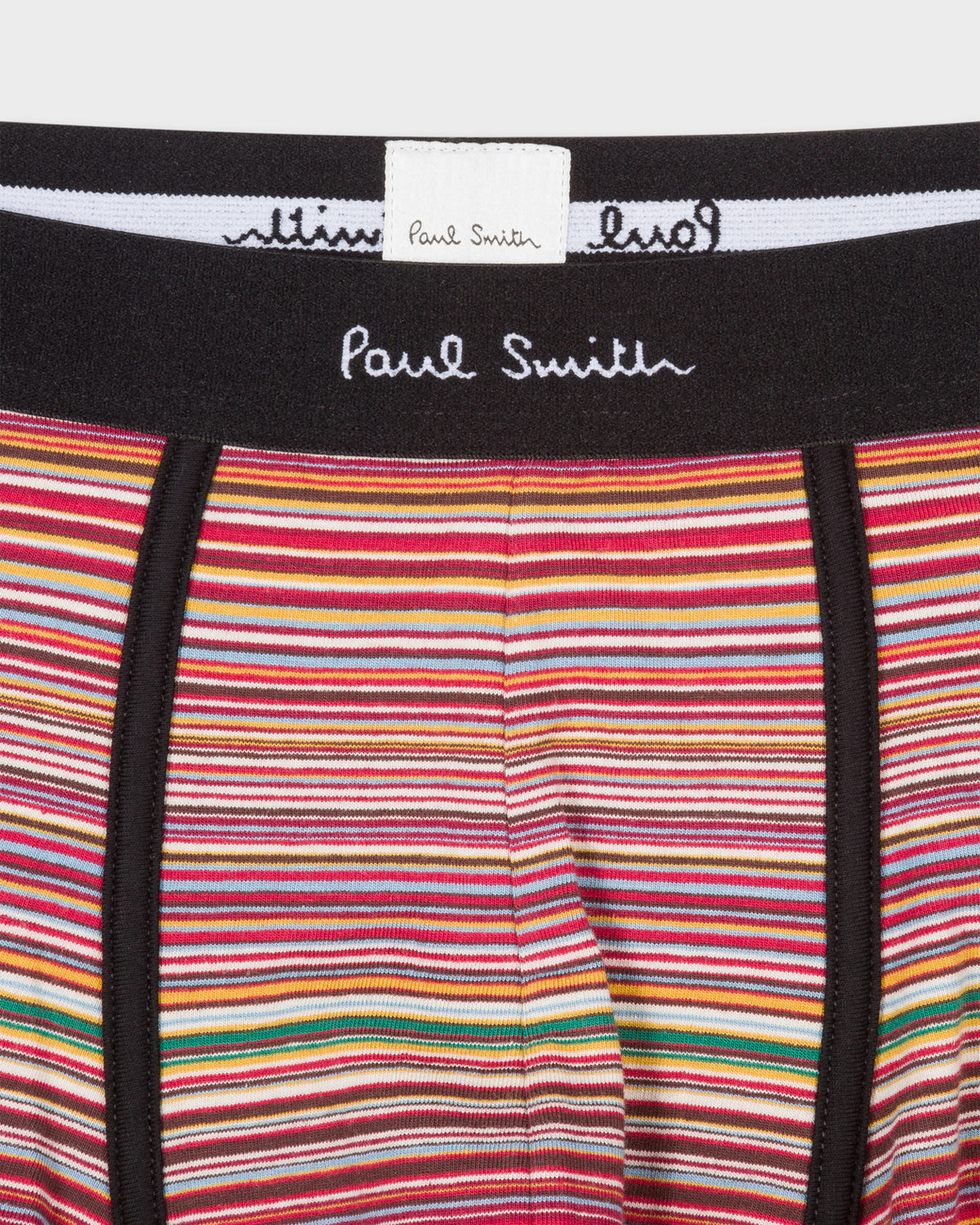 Paul Smith Organic Cotton 'Signature Stripe' and Plain Boxer Briefs Three Pack - 1A Black/White/Signature Stripe striped detail
