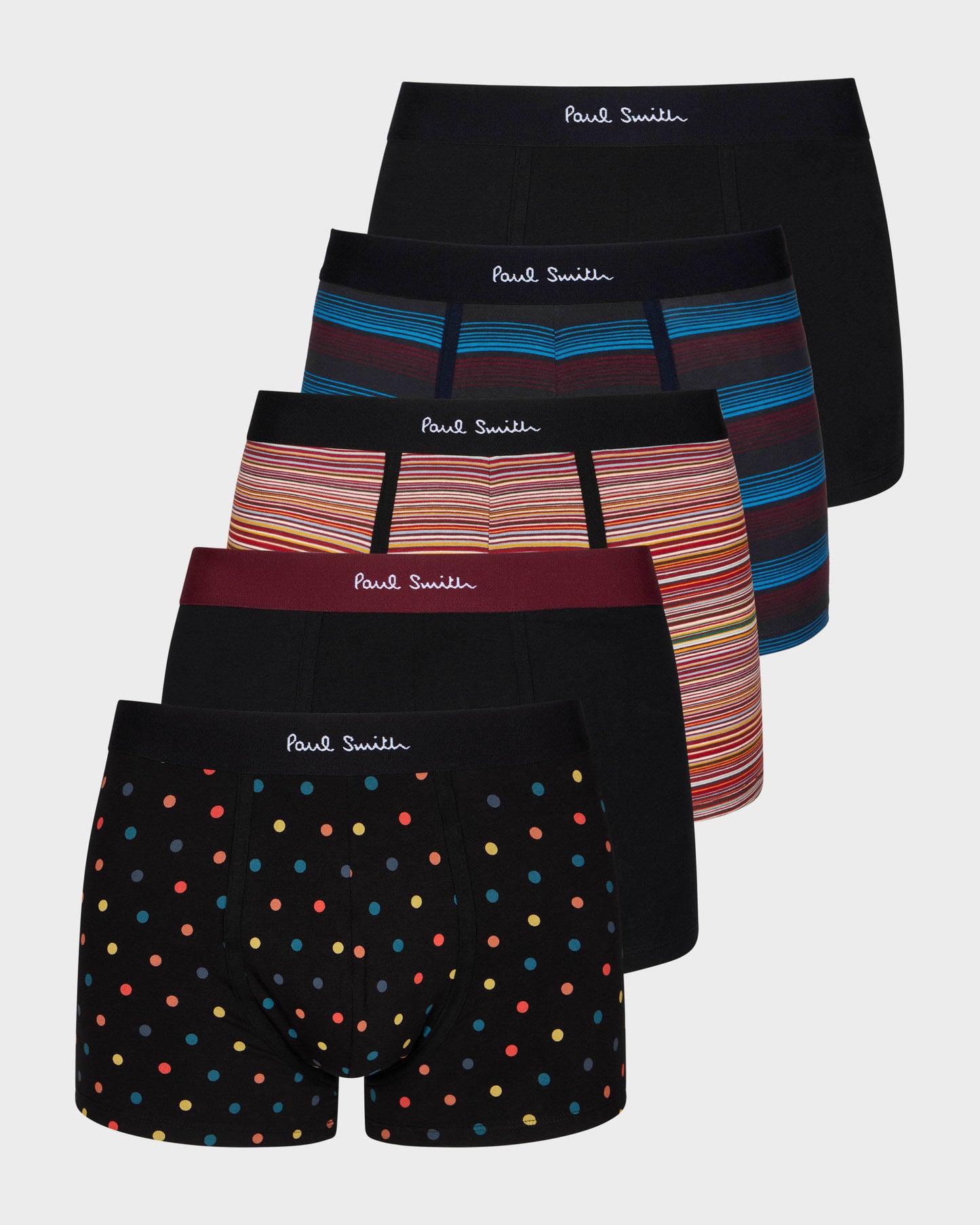 Paul Smith 5-Pack Mixed Mens Trunks - 1A Multi - CHO - Designer Mens Underwear
