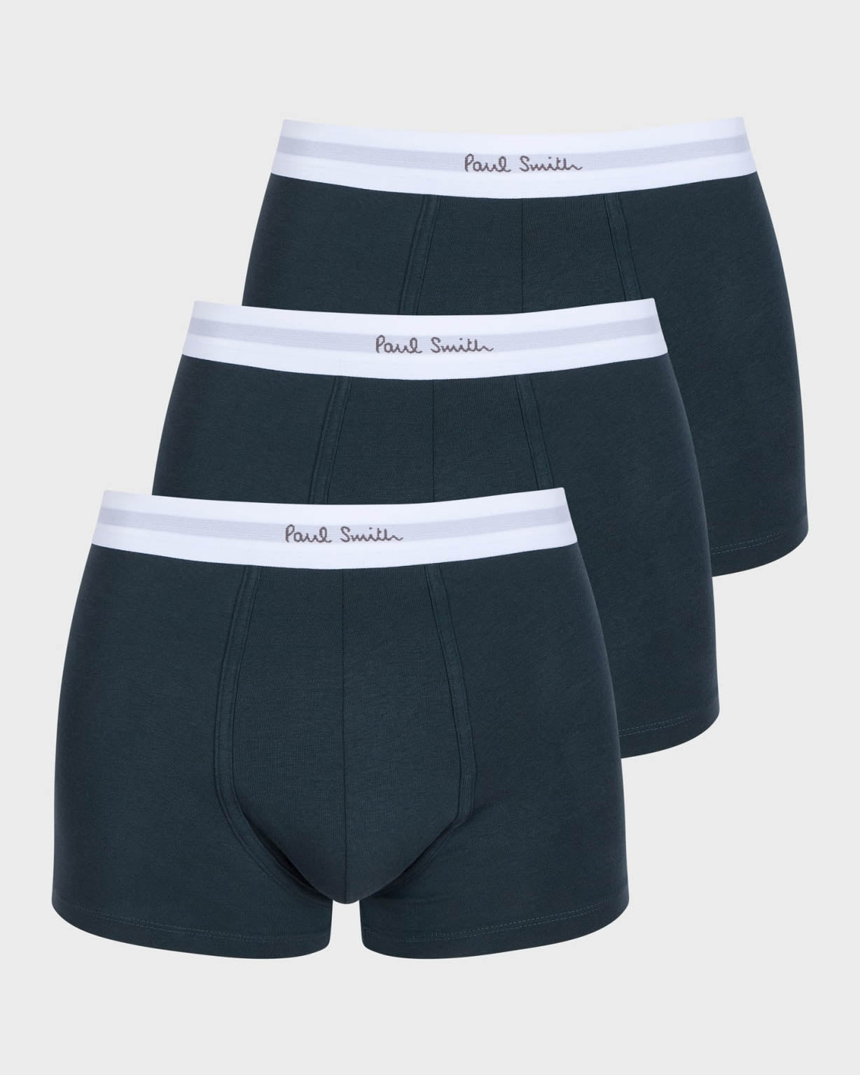 Paul Smith 3-Pack Mens Trunks with Signature Logo Waistband - 75 Anthracite, flat lay