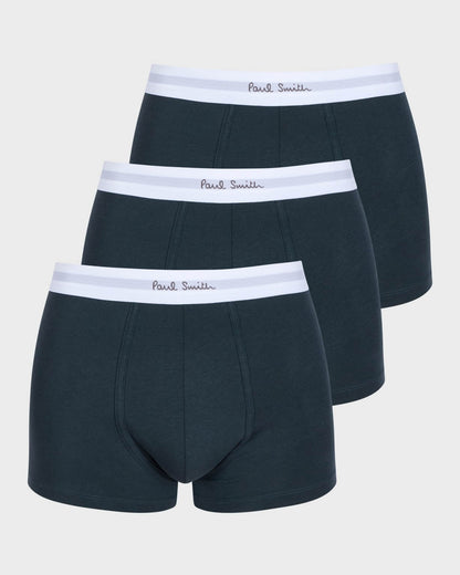 Paul Smith 3-Pack Mens Trunks with Signature Logo Waistband - 75 Anthracite, flat lay