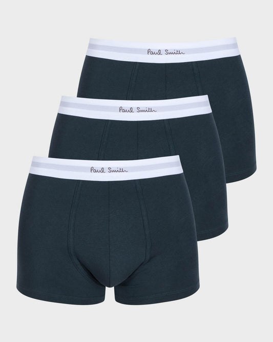 Paul Smith 3-Pack Mens Trunks with Signature Logo Waistband - 75 Anthracite, flat lay