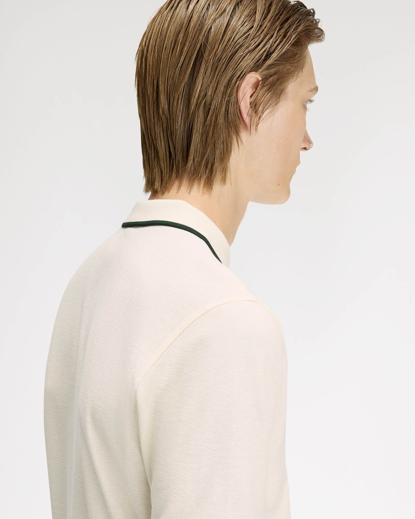 Fred Perry Mens Crepe Pique Polo Shirt - Ecru 560 | CHO | Designer Mens Polo Shirts