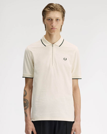 Fred Perry Mens Crepe Pique Polo Shirt - Ecru 560 | CHO | Designer Mens Polo Shirts
