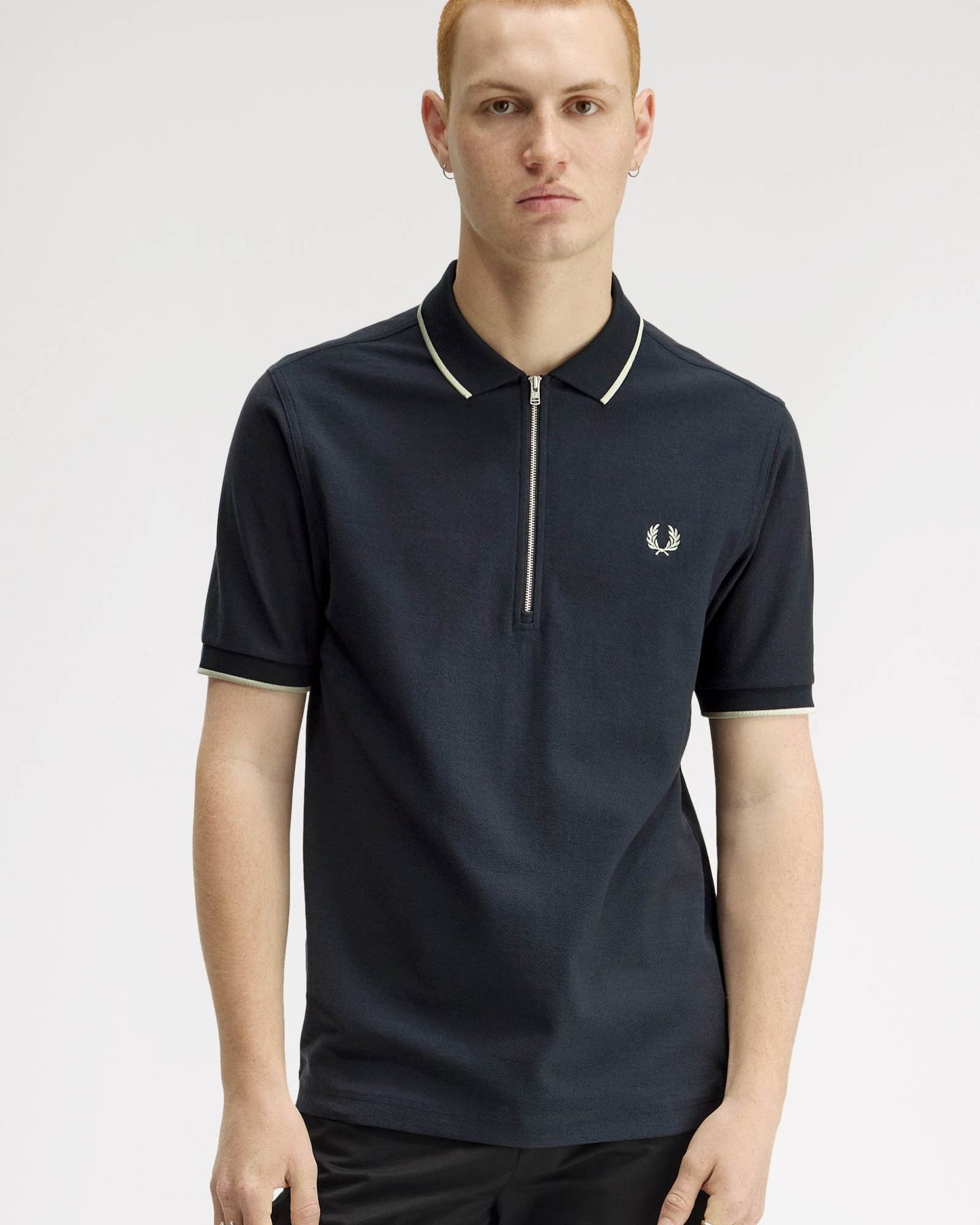 Fred Perry Mens Crepe Pique Polo Shirt - Navy 608