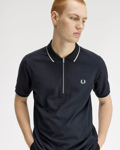 Fred Perry Mens Crepe Pique Polo Shirt - Navy 608