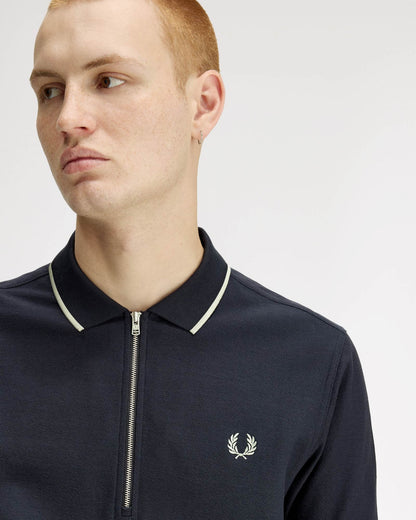 Fred Perry Mens Crepe Pique Polo Shirt - Navy 608