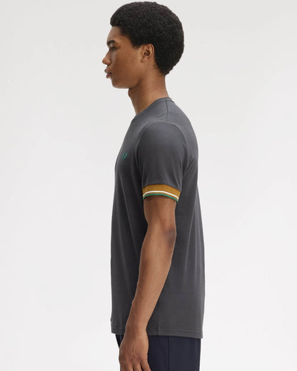 Fred Perry Mens Twin Tipped Cuff T-Shirt - Anchor Grey 297 | CHO | Designer Mens T-Shirts
