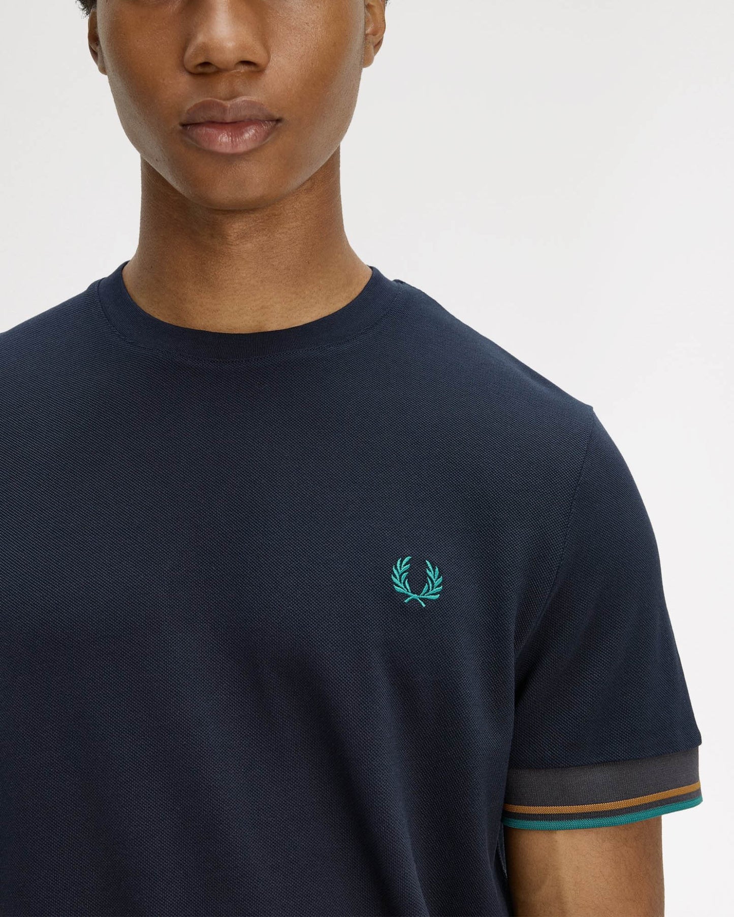 Fred Perry Mens Twin Tipped Cuff T-Shirt - Navy 608 | CHO | Designer Mens T-Shirts