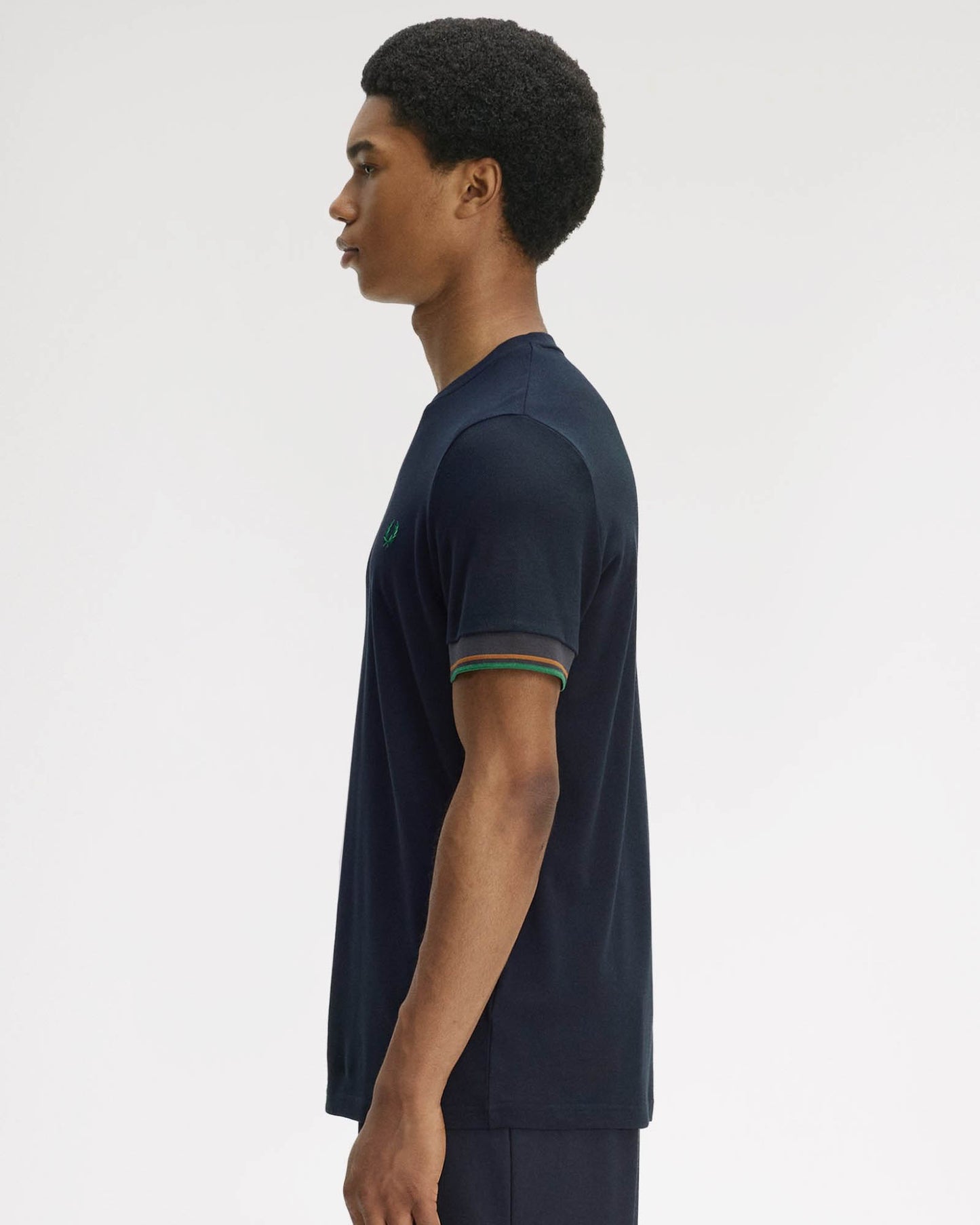 Fred Perry Mens Twin Tipped Cuff T-Shirt - Navy 608 | CHO | Designer Mens T-Shirts