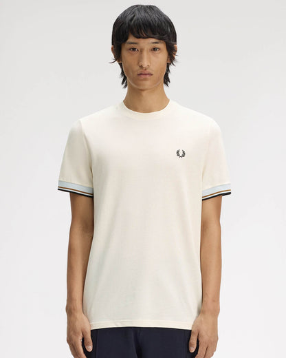 Fred Perry Mens Twin Tipped Cuff T-Shirt - Ecru 91B | CHO | Designer Mens T-Shirts