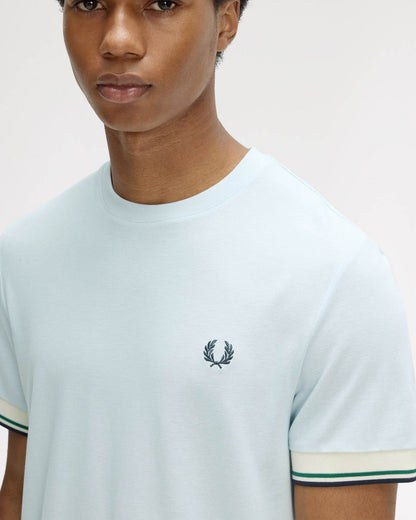 Fred Perry Mens Twin Tipped Cuff T-Shirt - Light Ice R30 | CHO | Designer Mens T-Shirts