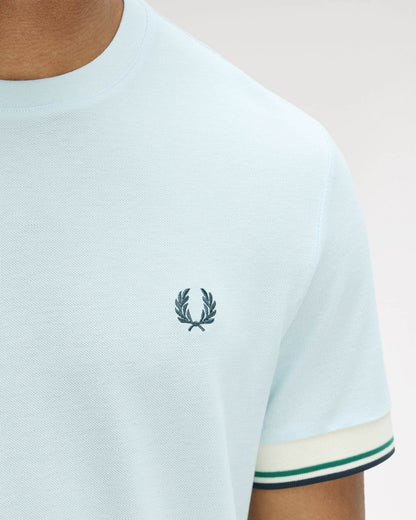 Fred Perry Mens Twin Tipped Cuff T-Shirt - Light Ice R30 | CHO | Designer Mens T-Shirts