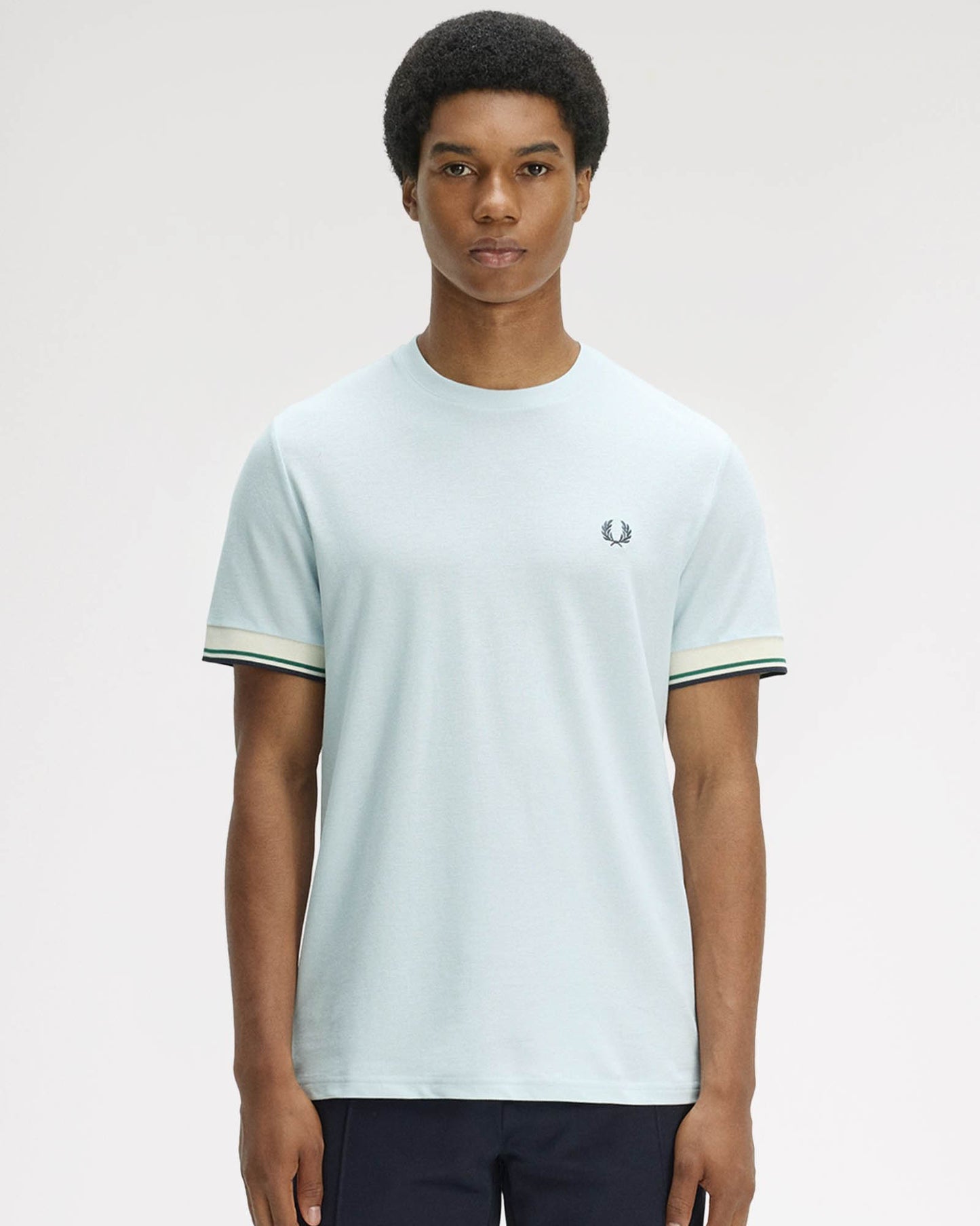 Fred Perry Mens Twin Tipped Cuff T-Shirt - Light Ice R30 | CHO | Designer Mens T-Shirts