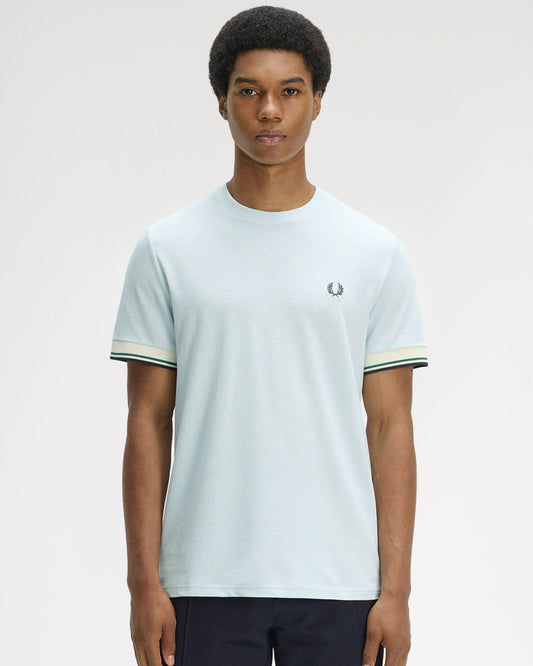 Fred Perry Mens Twin Tipped Cuff T-Shirt - Light Ice R30 | CHO | Designer Mens T-Shirts