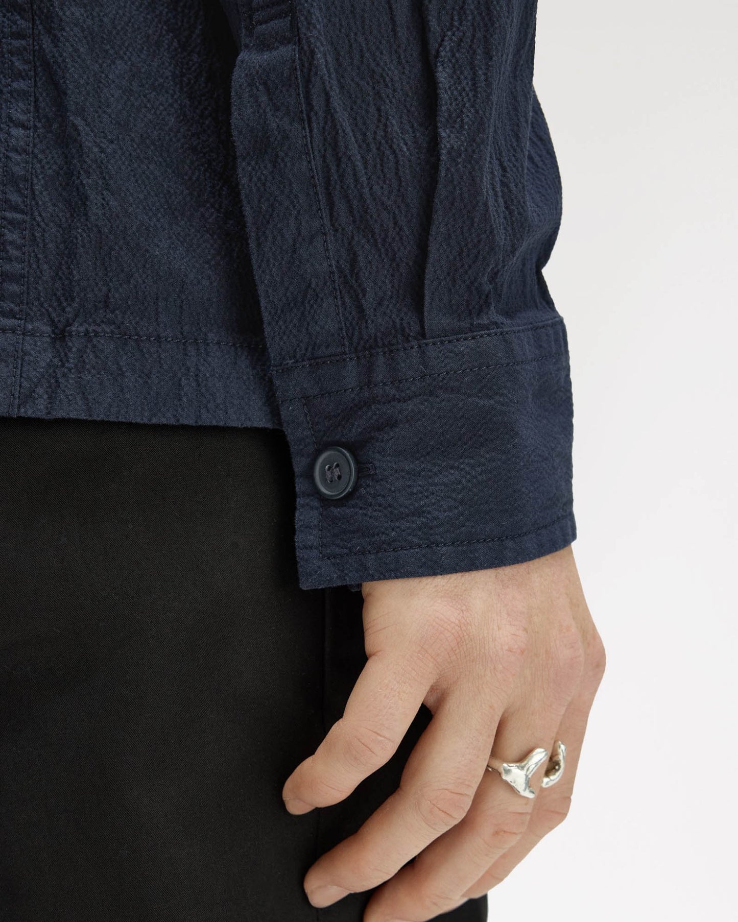 Fred Perry Mens Seersucker Overshirt - Navy 608