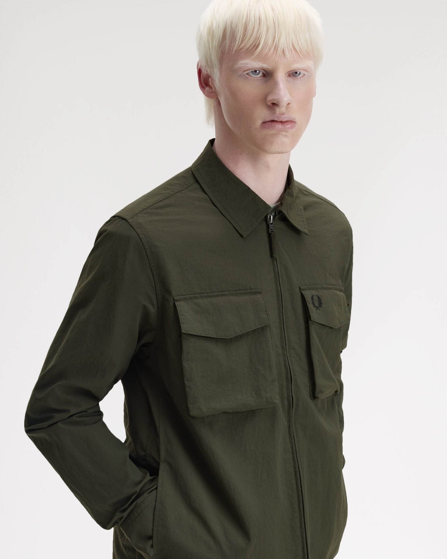 Fred Perry Mens Ripstop Pocket Overshirt - Hunting Green 408