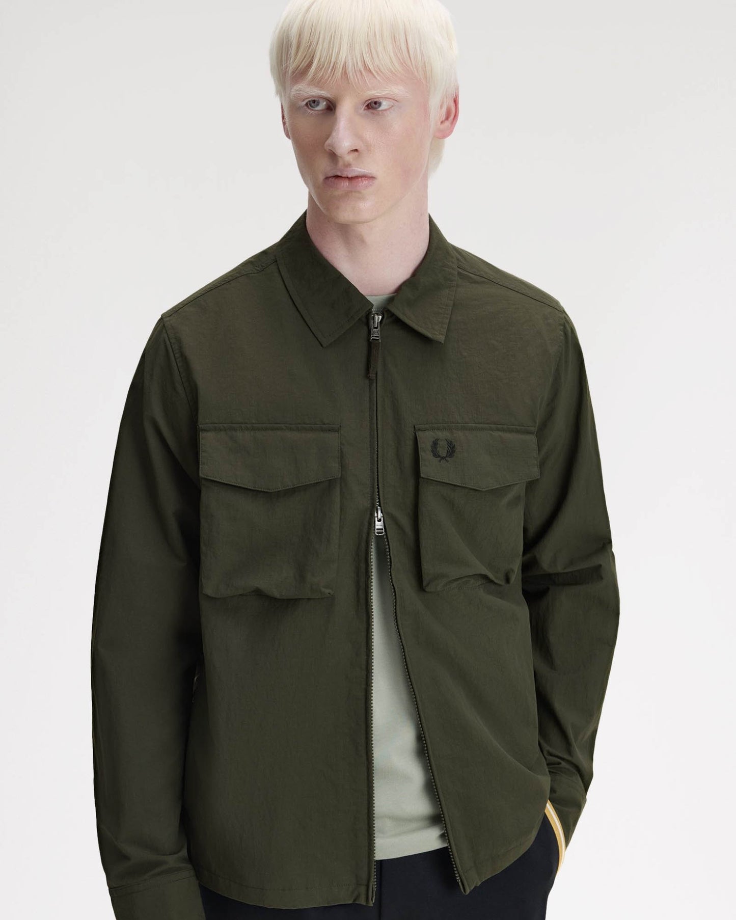 Fred Perry Mens Ripstop Pocket Overshirt - Hunting Green 408