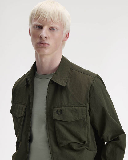 Fred Perry Mens Ripstop Pocket Overshirt - Hunting Green 408