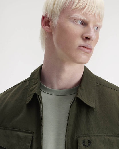 Fred Perry Mens Ripstop Pocket Overshirt - Hunting Green 408