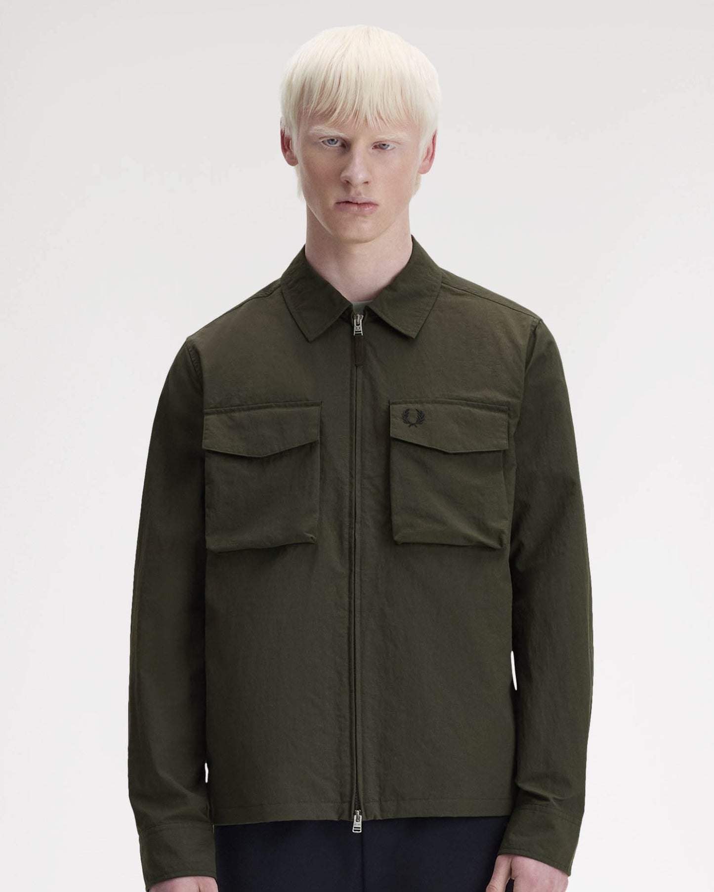 Fred Perry Mens Ripstop Pocket Overshirt - Hunting Green 408