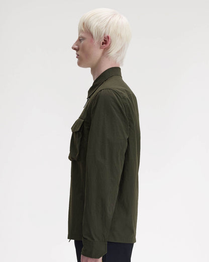 Fred Perry Mens Ripstop Pocket Overshirt - Hunting Green 408