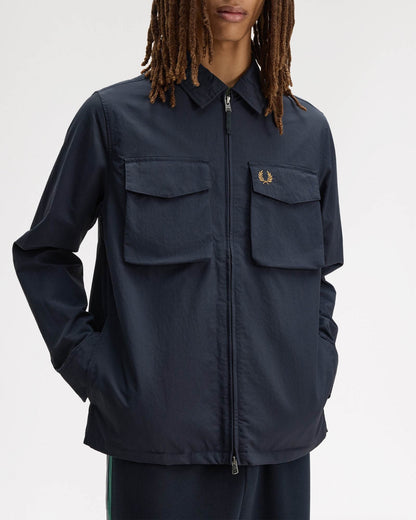 Fred Perry Mens Ripstop Pocket Overshirt - Navy 608 | CHO | Designer Mens Overshirts