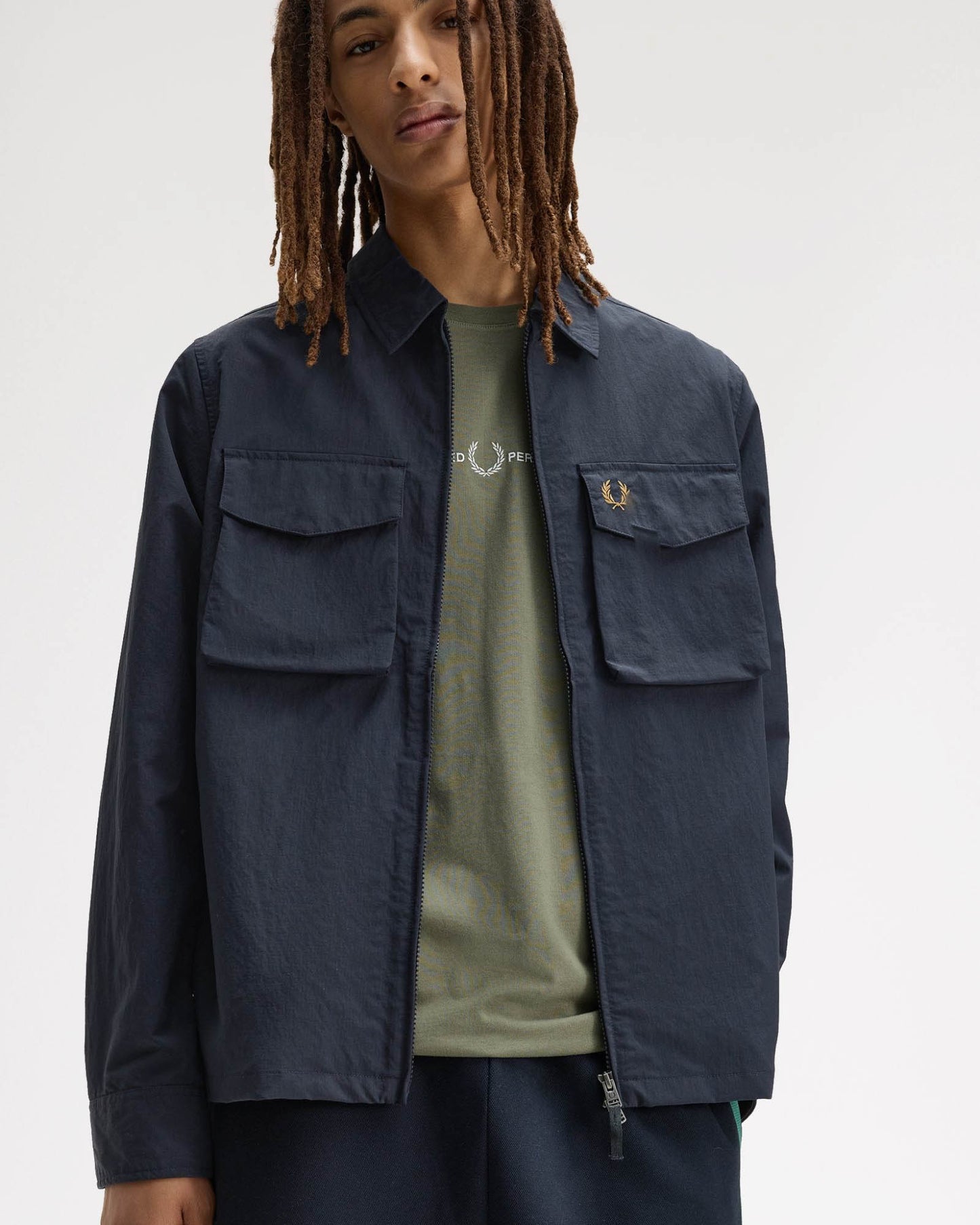 Fred Perry Mens Ripstop Pocket Overshirt - Navy 608 | CHO | Designer Mens Overshirts