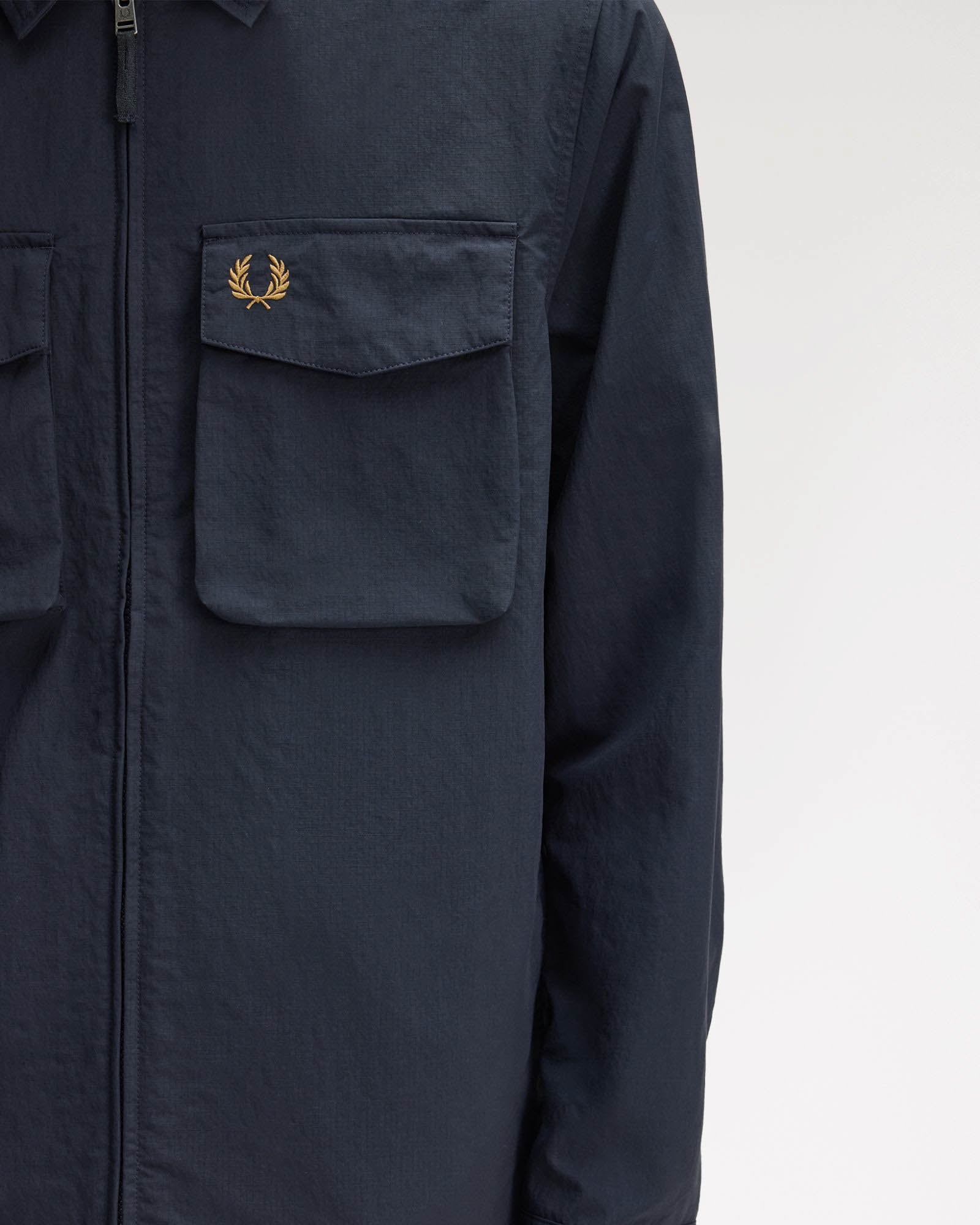 Fred Perry Mens Ripstop Pocket Overshirt - Navy 608 | CHO | Designer Mens Overshirts