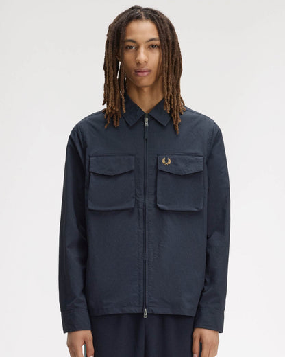 Fred Perry Mens Ripstop Pocket Overshirt - Navy 608 | CHO | Designer Mens Overshirts