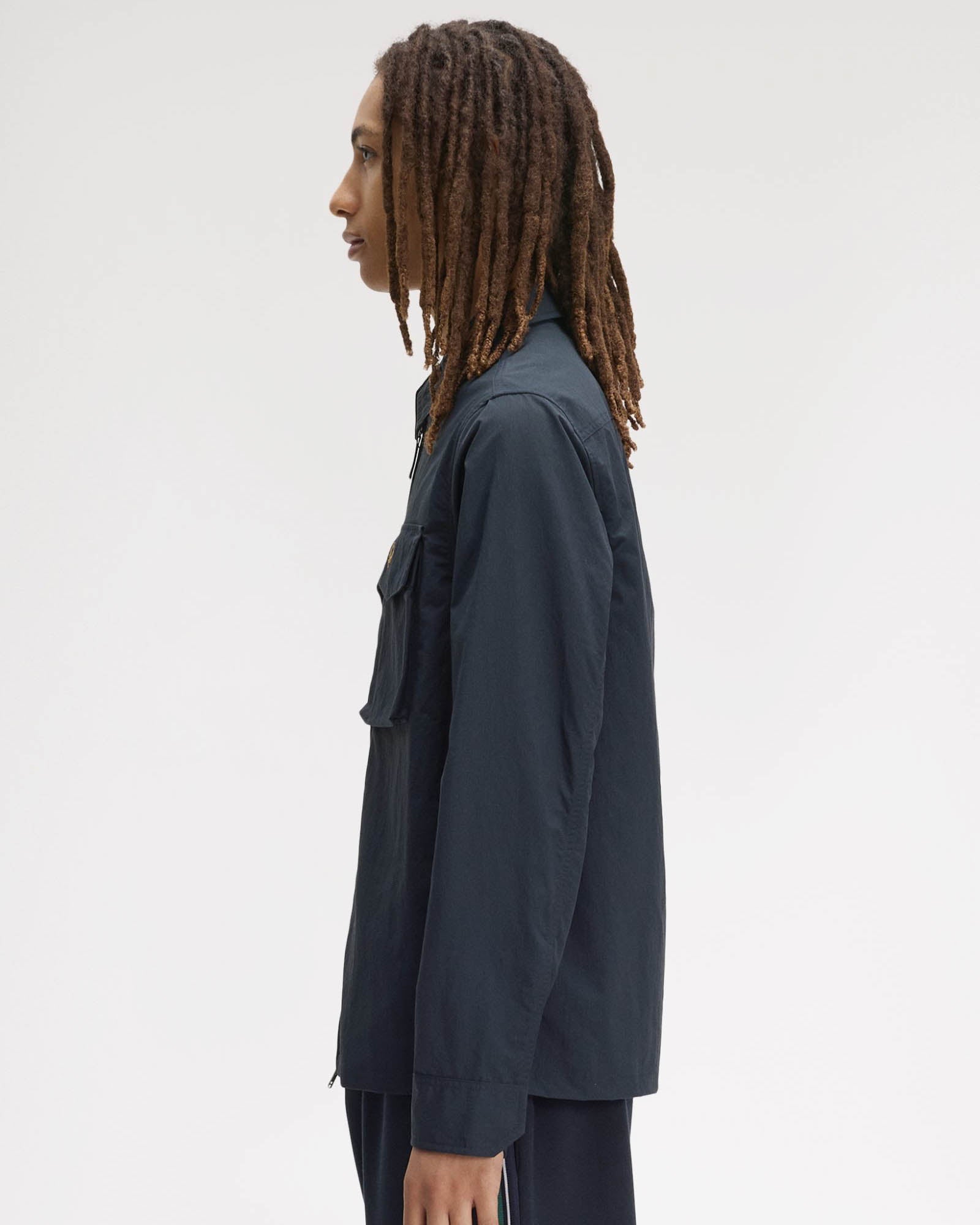 Fred Perry Mens Ripstop Pocket Overshirt - Navy 608 | CHO | Designer Mens Overshirts