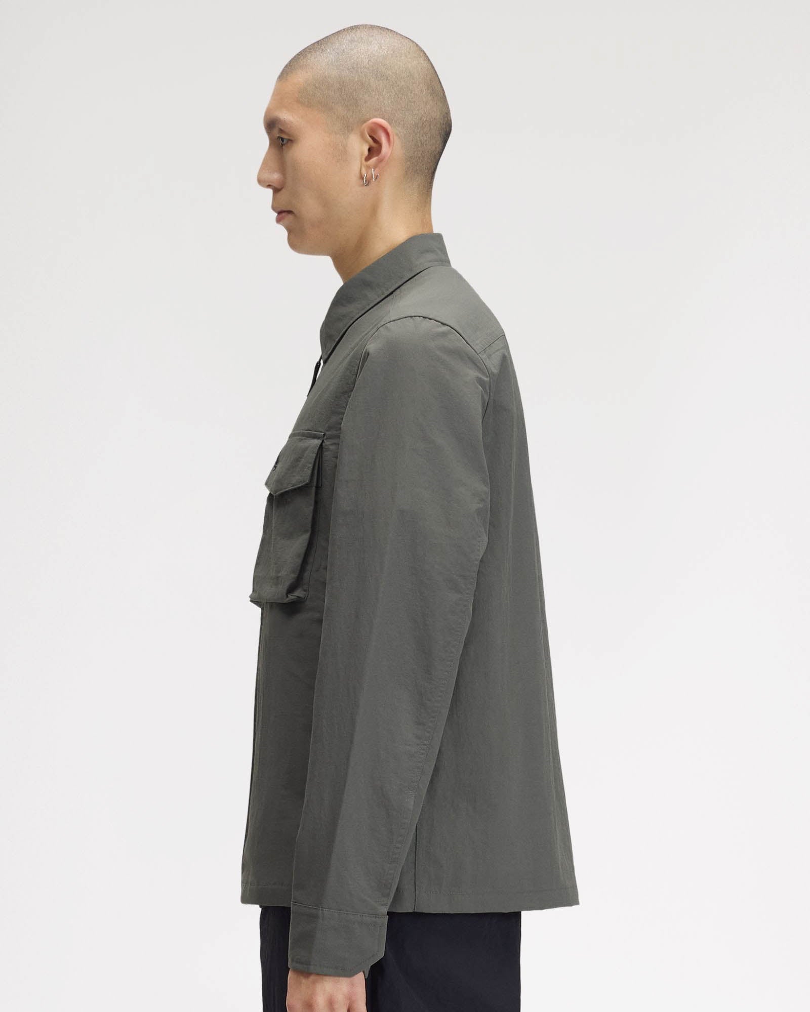 Fred Perry Mens Ripstop Pocket Overshirt - Field Green 638, side
