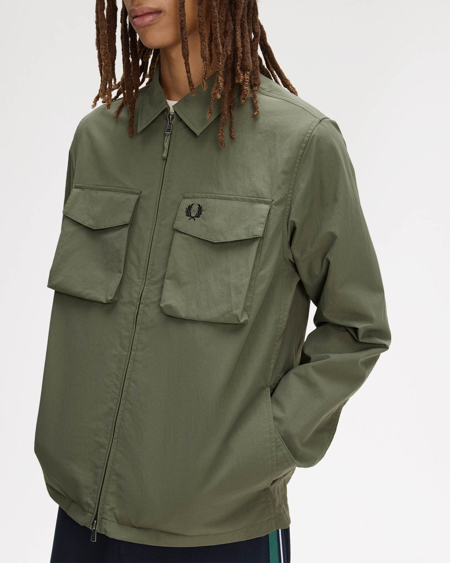 Fred Perry Mens Ripstop Pocket Overshirt - Laurel Wreath Green X21
