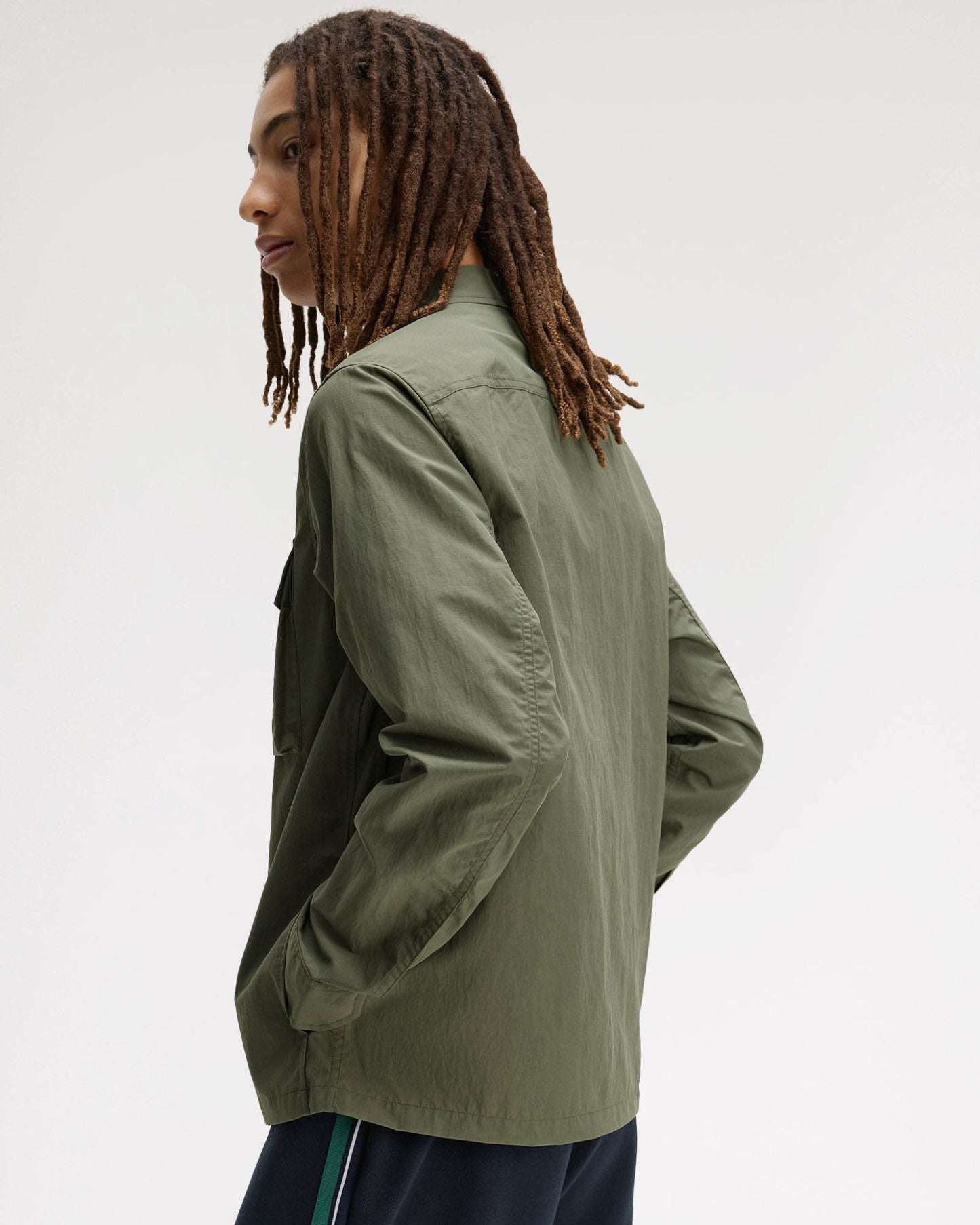 Fred Perry Mens Ripstop Pocket Overshirt - Laurel Wreath Green X21